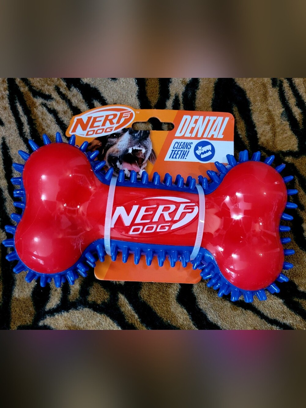 Nerf Dog Red Dental Bone Toy Or Puppy - Blue Bristles New Ea.